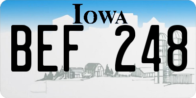 IA license plate BEF248