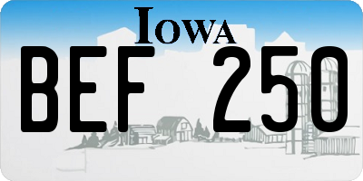 IA license plate BEF250