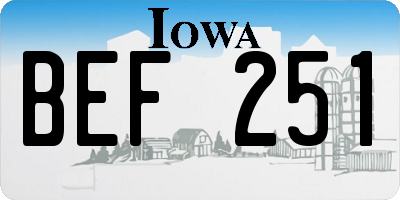 IA license plate BEF251