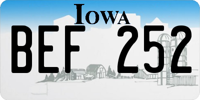 IA license plate BEF252