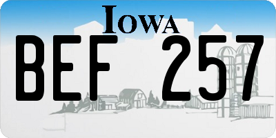 IA license plate BEF257