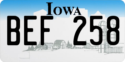 IA license plate BEF258