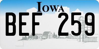 IA license plate BEF259