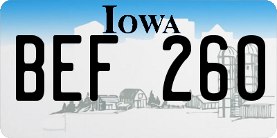 IA license plate BEF260
