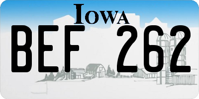 IA license plate BEF262