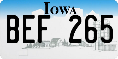 IA license plate BEF265