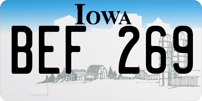 IA license plate BEF269
