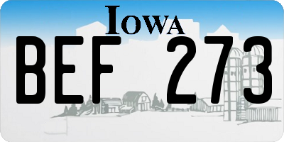 IA license plate BEF273