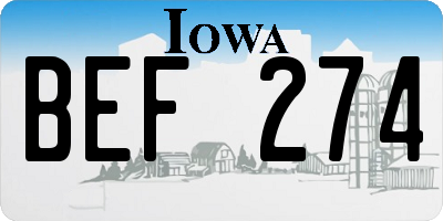 IA license plate BEF274