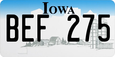 IA license plate BEF275