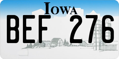 IA license plate BEF276