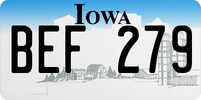 IA license plate BEF279