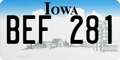 IA license plate BEF281