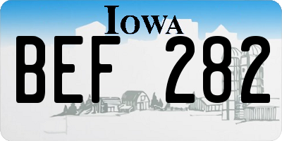 IA license plate BEF282