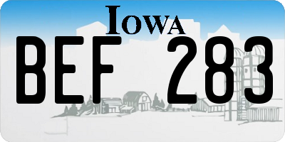 IA license plate BEF283