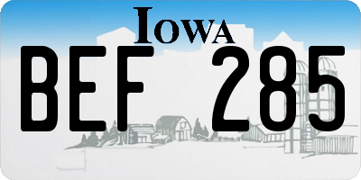 IA license plate BEF285