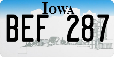 IA license plate BEF287