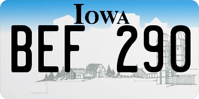 IA license plate BEF290