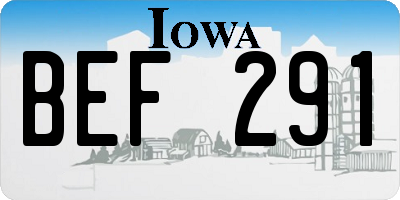 IA license plate BEF291