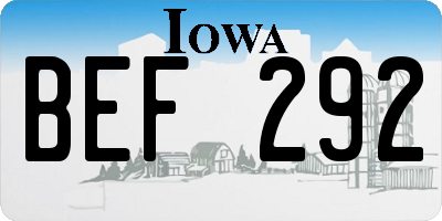 IA license plate BEF292