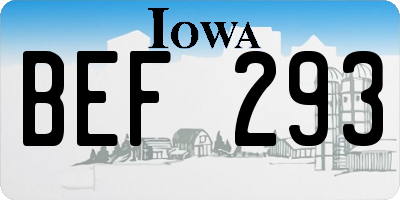 IA license plate BEF293