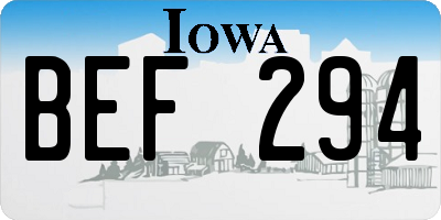 IA license plate BEF294