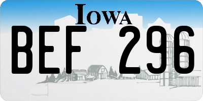 IA license plate BEF296