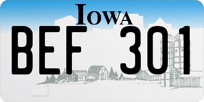 IA license plate BEF301