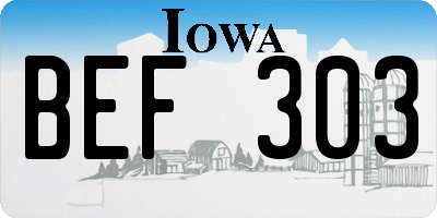IA license plate BEF303