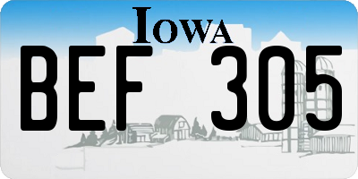 IA license plate BEF305
