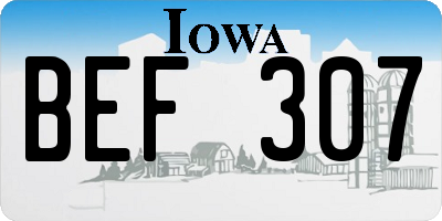 IA license plate BEF307