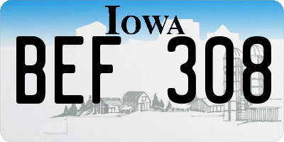 IA license plate BEF308