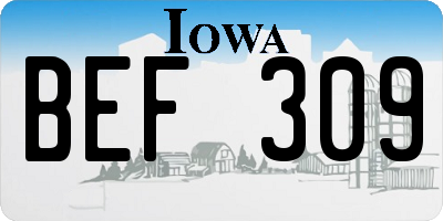 IA license plate BEF309