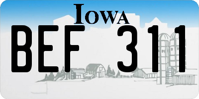 IA license plate BEF311