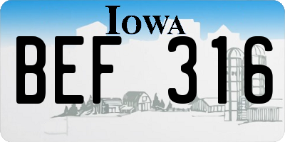 IA license plate BEF316