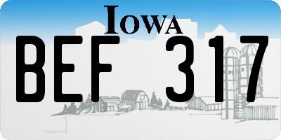 IA license plate BEF317