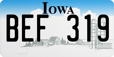 IA license plate BEF319