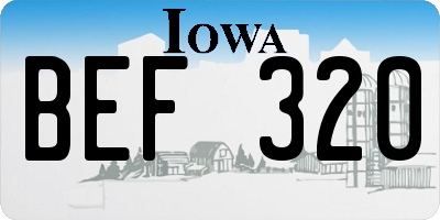 IA license plate BEF320