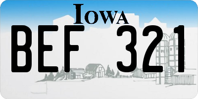 IA license plate BEF321