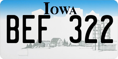 IA license plate BEF322