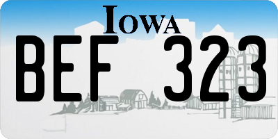 IA license plate BEF323