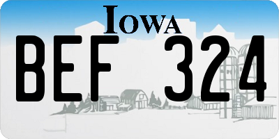 IA license plate BEF324