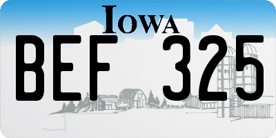 IA license plate BEF325