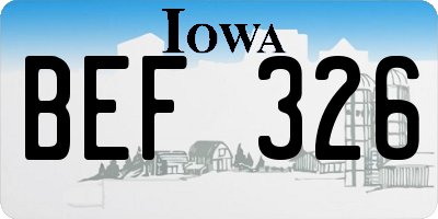 IA license plate BEF326