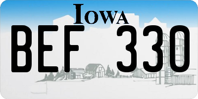 IA license plate BEF330