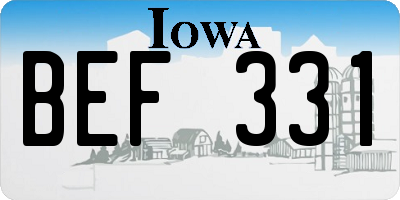 IA license plate BEF331