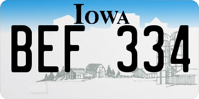 IA license plate BEF334
