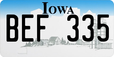 IA license plate BEF335