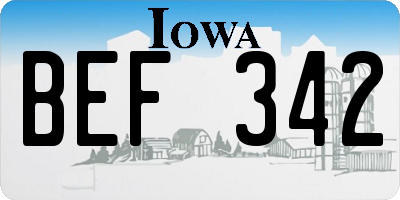 IA license plate BEF342