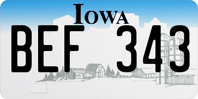 IA license plate BEF343